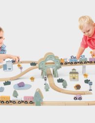 Montessori Koka dzelzceļa komplekts (132 cm x 100 cm liels)