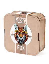 Koka neparastā puzle - sienas dekors LAPSA L "FOX L" (640 detaļas) koka kastītē