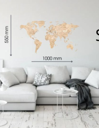 Koka neparastā puzle - sienas dekors PASAULES KARTE NESKARTĀ 3D S "WORLD MAP Untouched S" (114 detaļas)