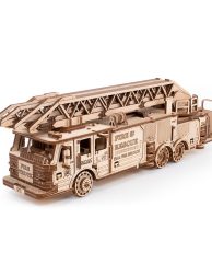Mehanizēta koka puzle konstruktors modele UGUNSDZĒSĒJU MAŠĪNA "FIRE TRUCK" (439 detaļas)